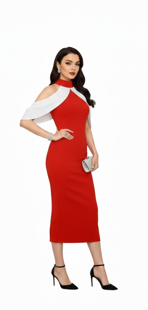Scarlet Aura Cape Dress