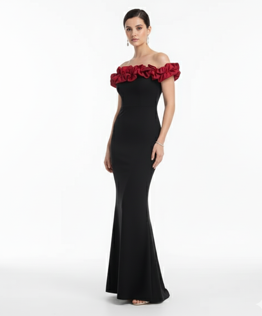 Scarlet Ruffle Mermaid Gown