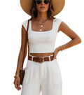 White Cropped Top