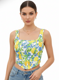 Amalfi Coast Lemon-Print Corset Top