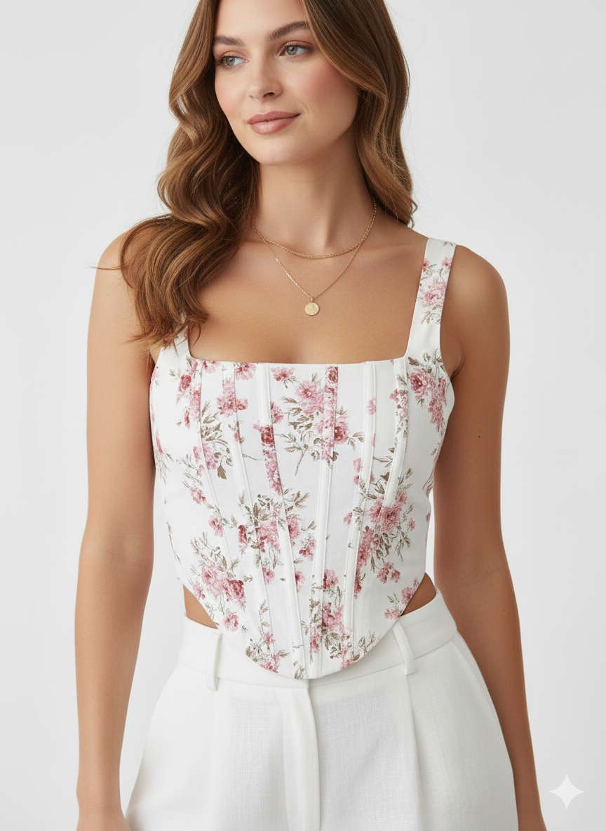 Rosé Gardenia Corset Top