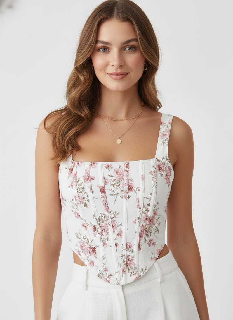 Rosé Gardenia Corset Top